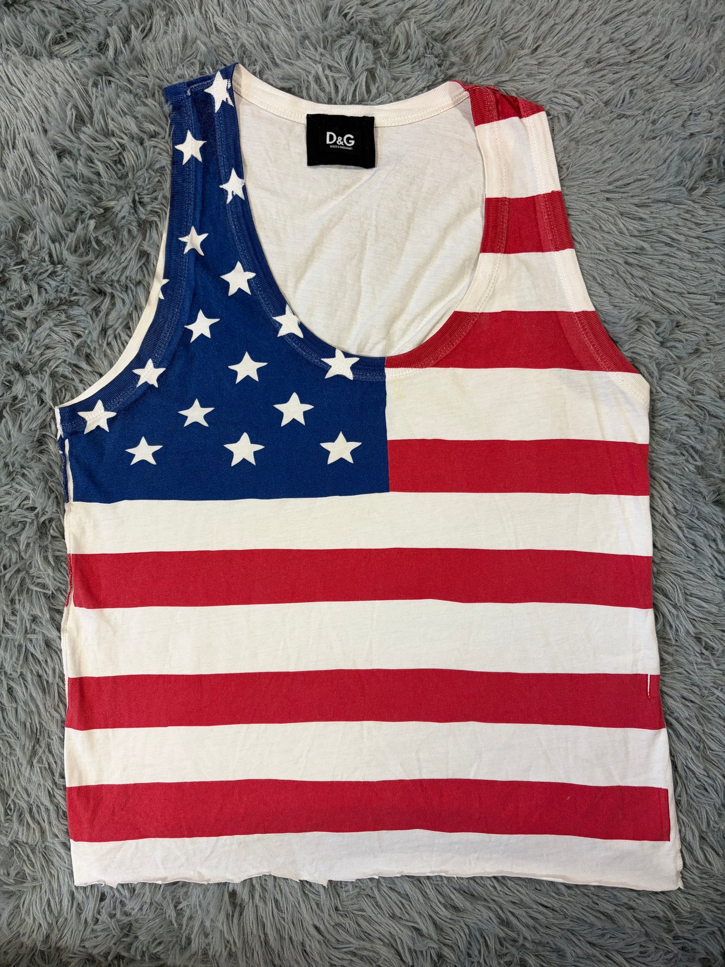 D&G Dolce & Gabbana 00’s USA Sublimation American Flag Vest - M
