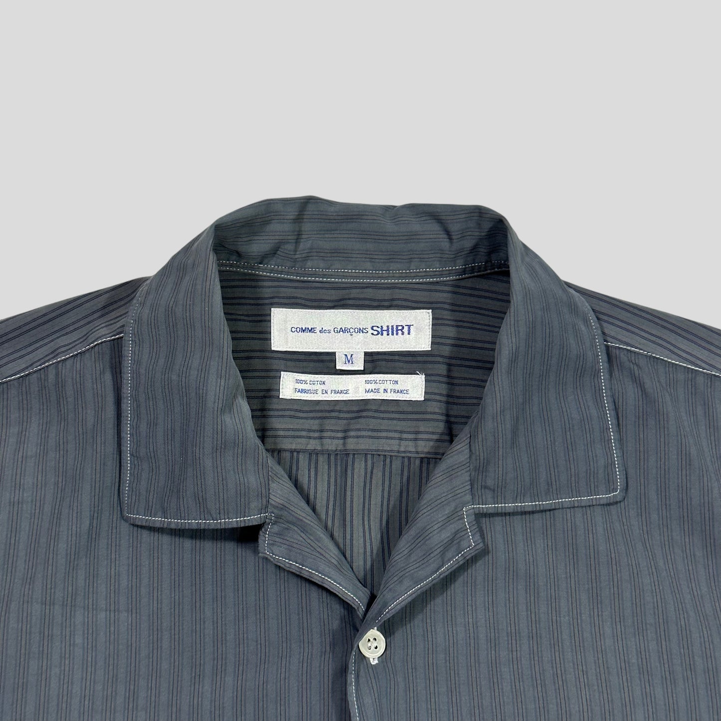 CDG SHIRT 00’s Striped Tonal Camp Collar Shirt - M