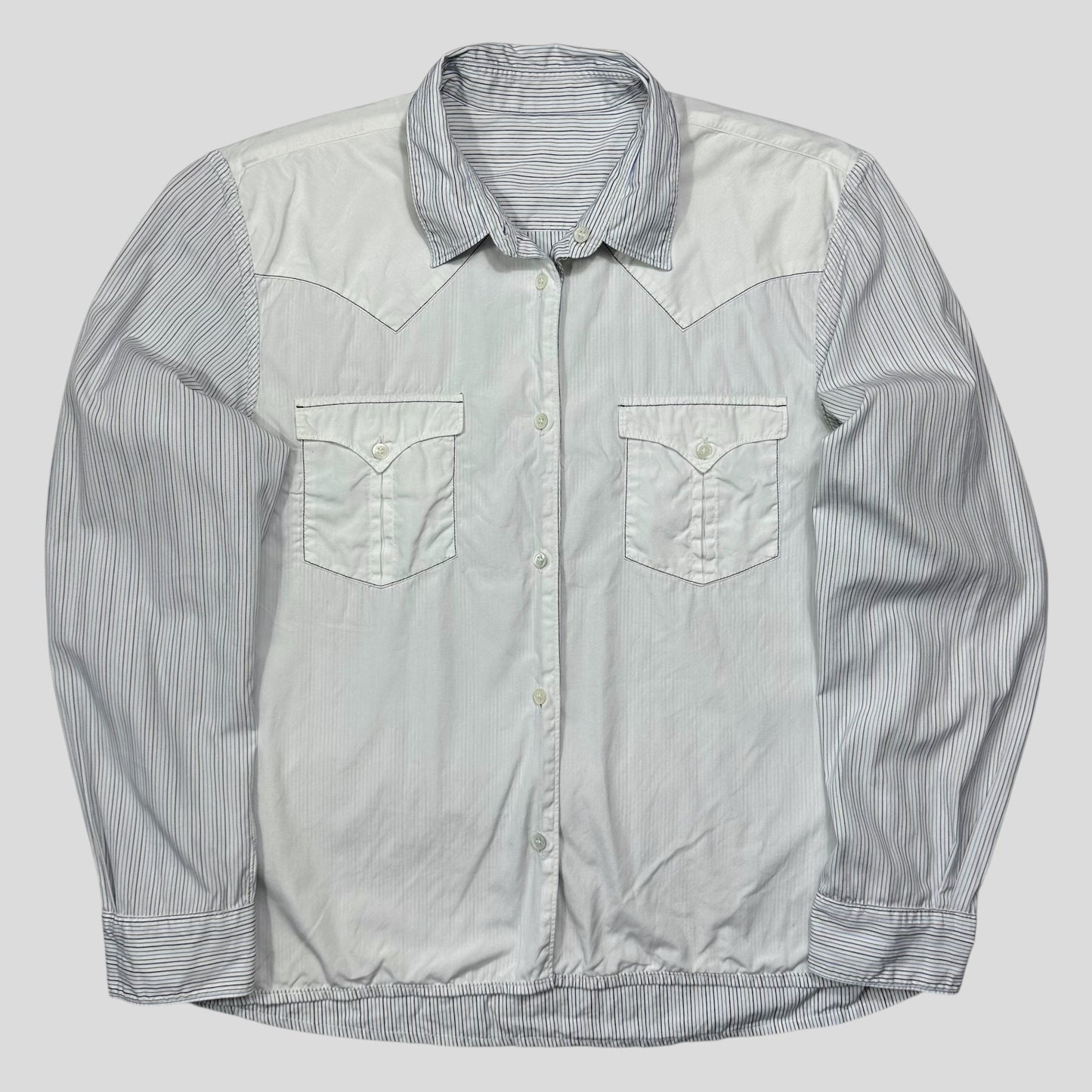 CDG SHIRT 00’s Reversible Embroidered Stripe Boxy Shirt - M/L