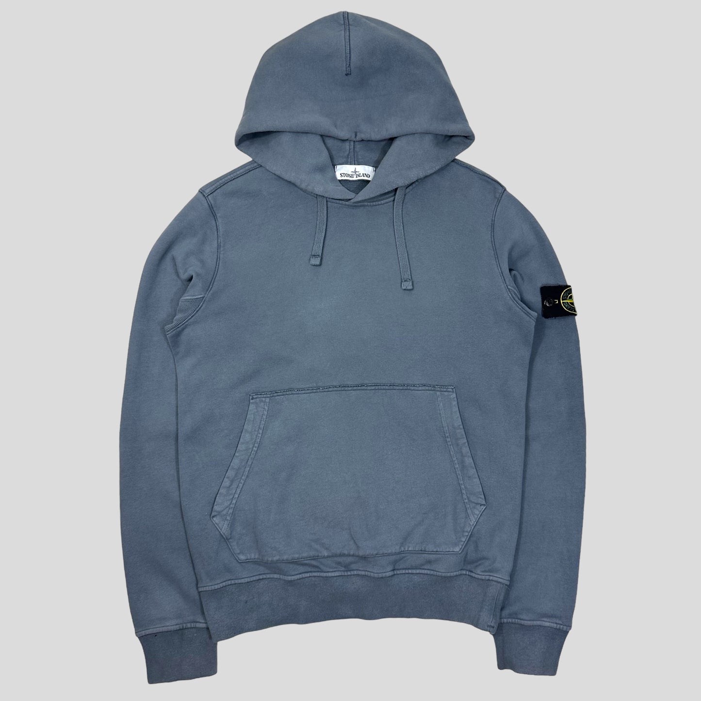 Stone Island Avio Blue Cotton Pullover Hoodie - M