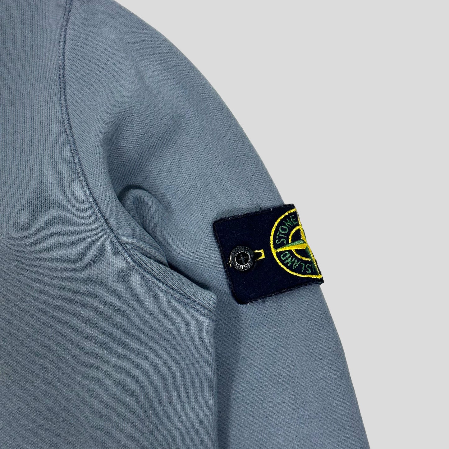 Stone Island Avio Blue Cotton Pullover Hoodie - M