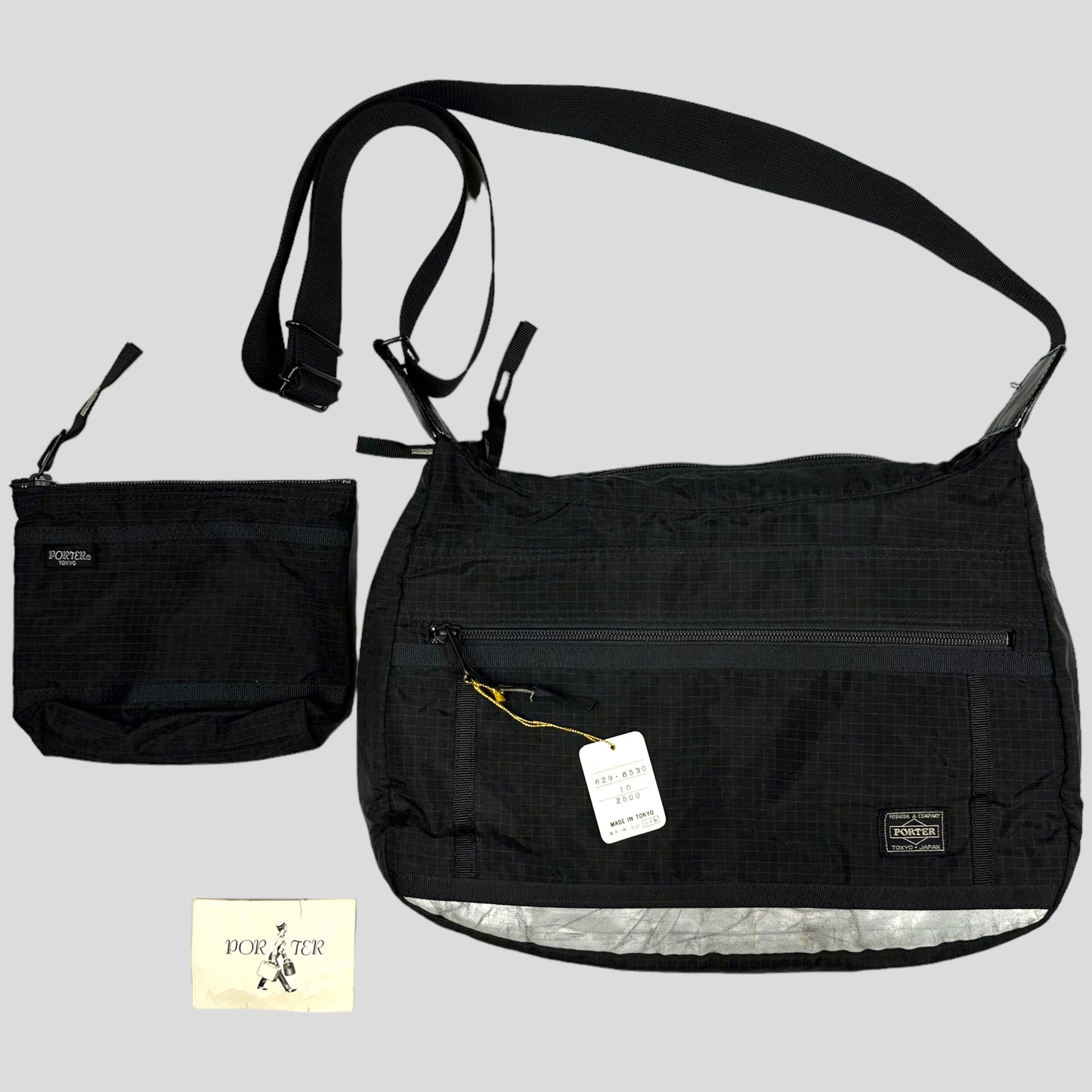 Porter 00’s Nylon Rip-stop Messenger Bag + Pouch
