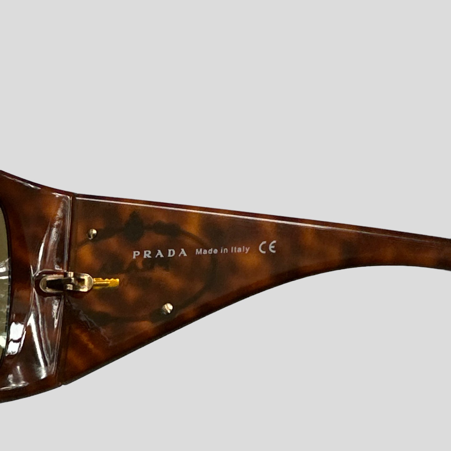 Prada 2005 Tortoiseshell Wraparound Shield Logo Sunglasses