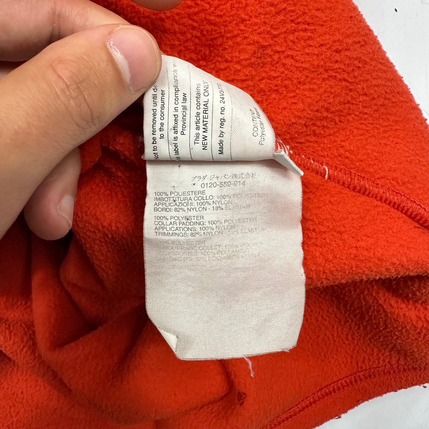 Prada Sport 00’s Safety Orange Nylon Panelled Fleece - L
