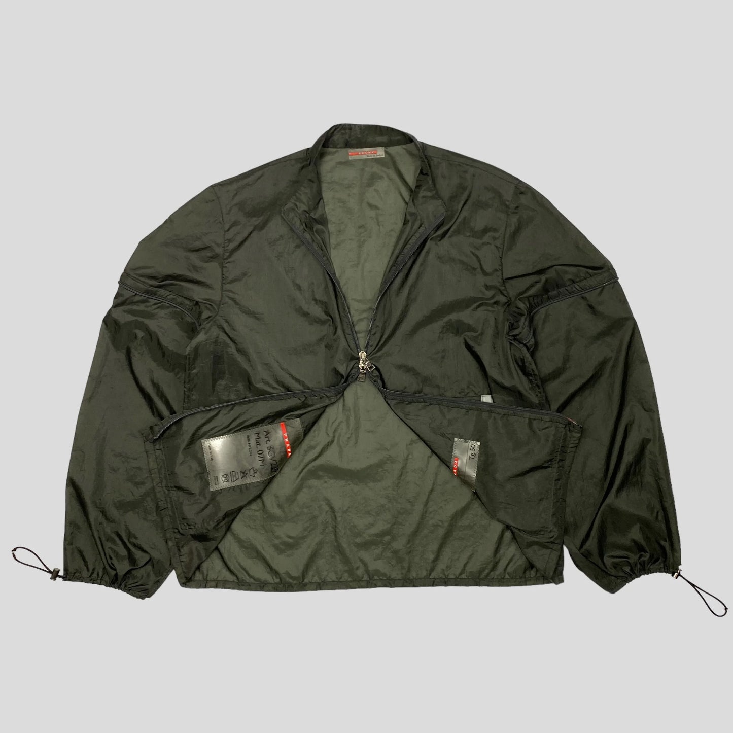 Prada Sport SS00 Convertible Khaki Transparent Jacket - IT50 (L)