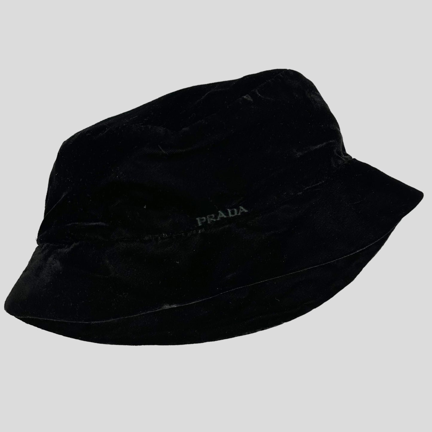 Prada Milano Velour Logo Bucket Hat - S-L