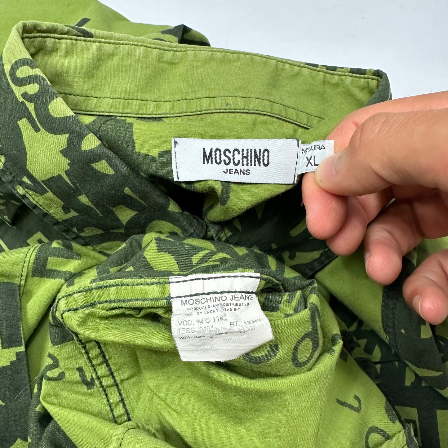 Moschino Jeans 00’s Cryptography Green Shirt - XL