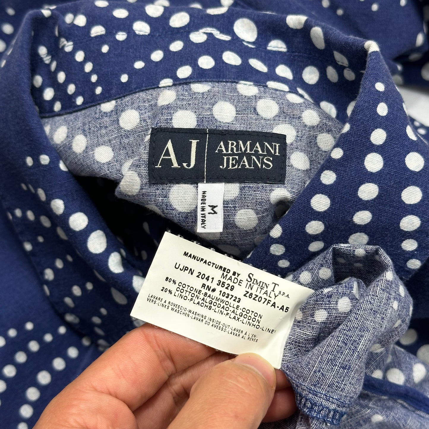 Armani Jeans Windows 1995 Wave Print Shirt - M