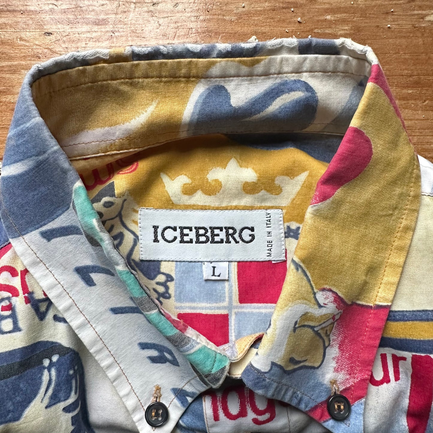 Iceberg 1992 “No Smoking” Crème Shirt - L (XL)