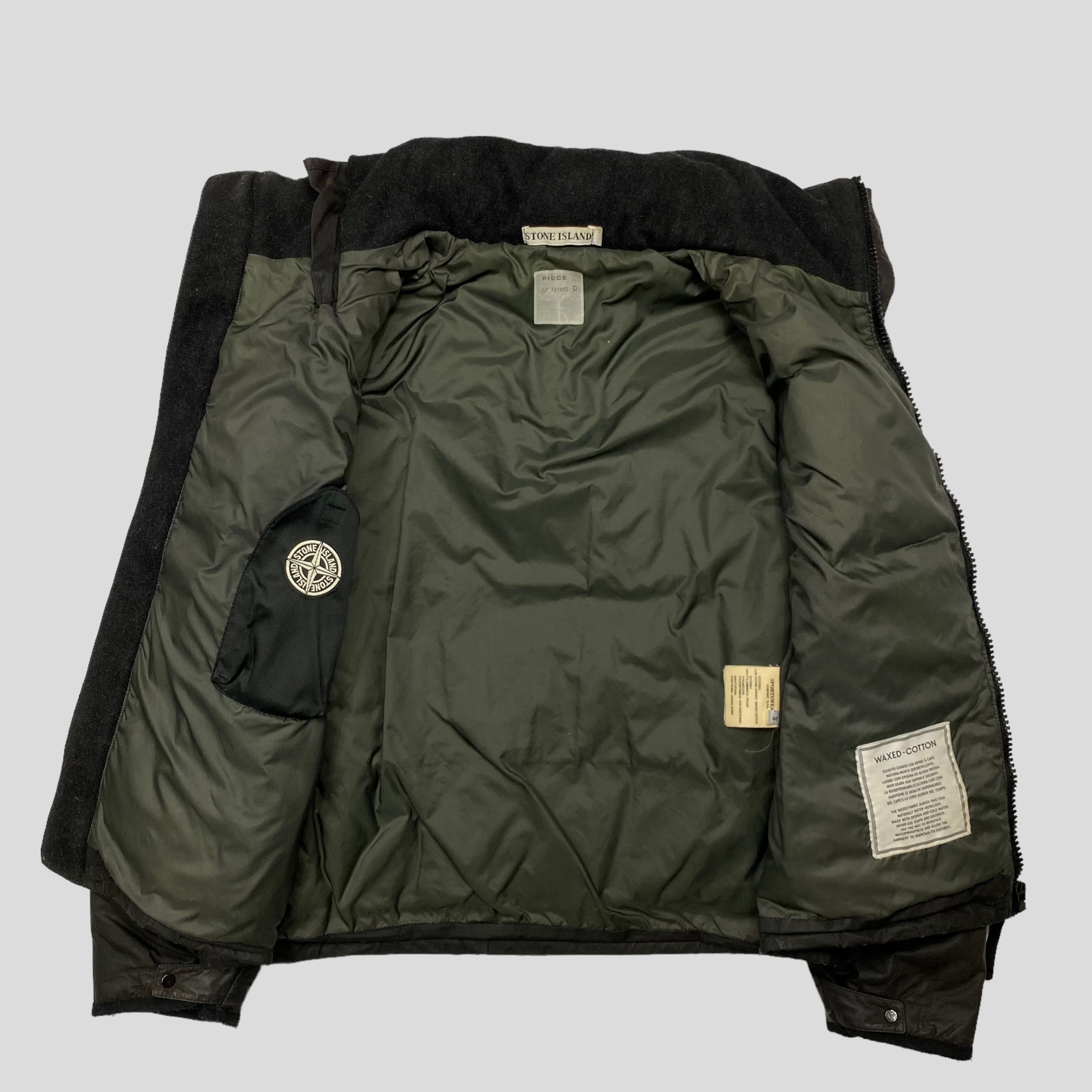 Stone Island AW99 Waxed Cotton Asymmetrical Puffer Jacket - S (M