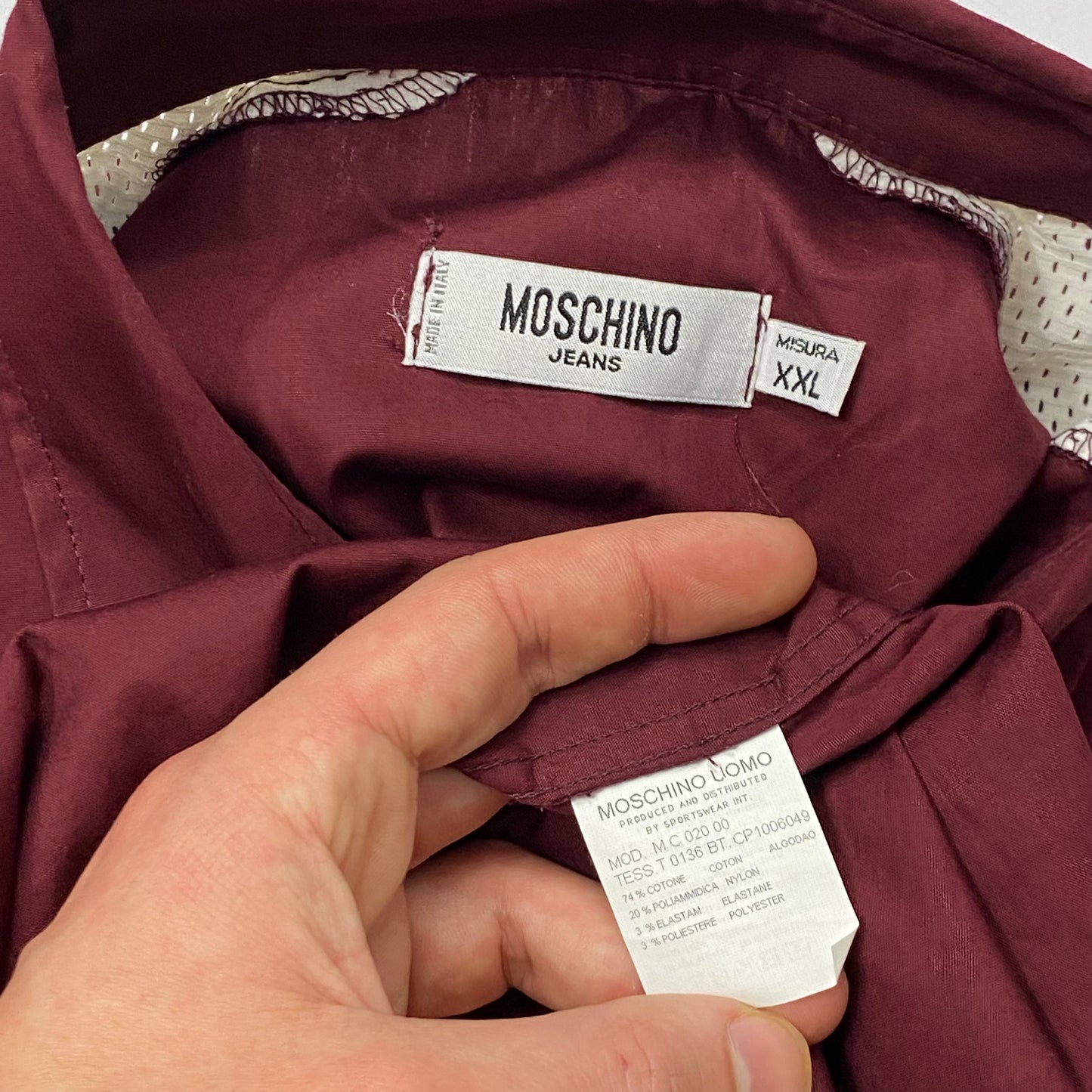 Moschino Jeans 00’s Burgundy Technical Mesh Shirt DSWT - L & XL