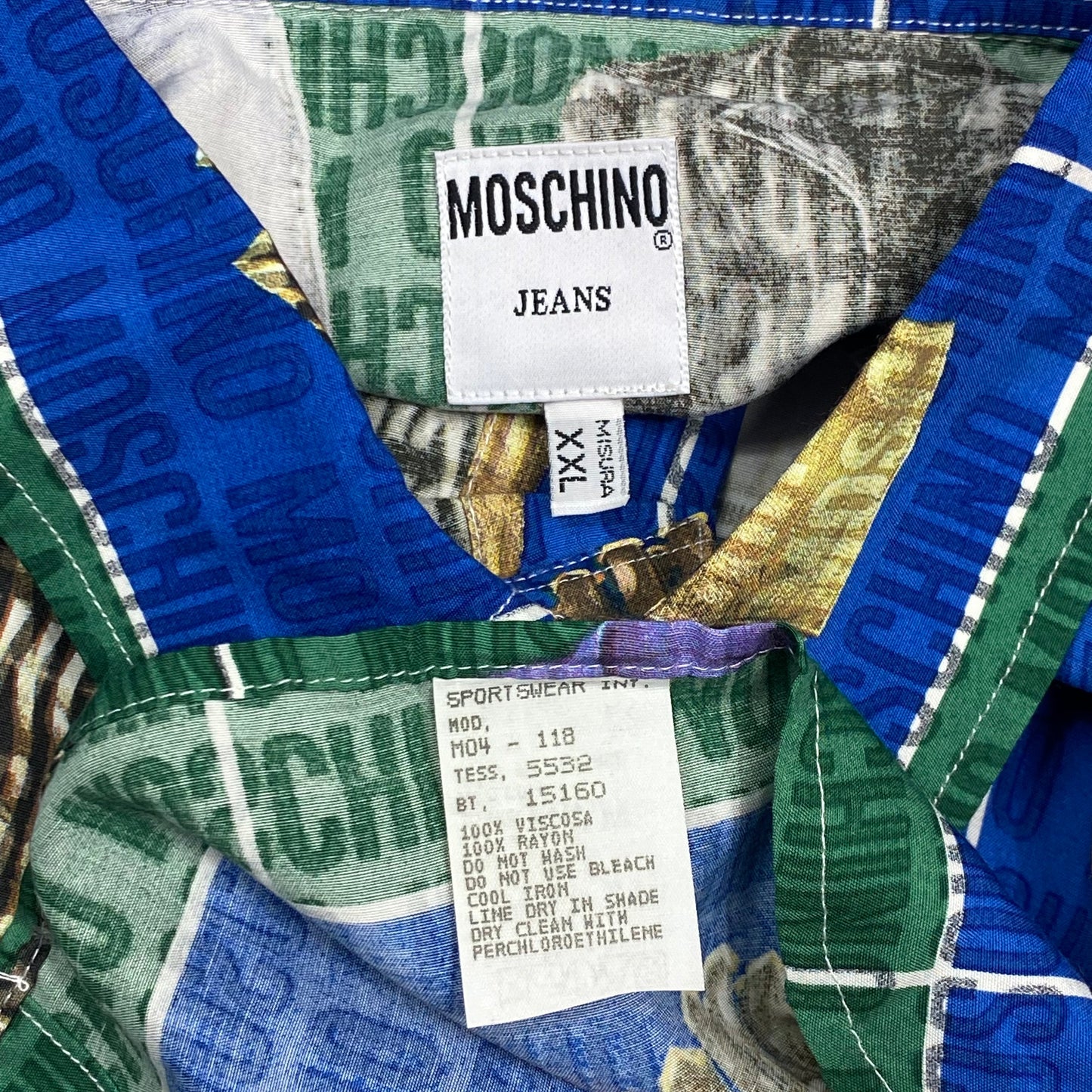 Moschino Jeans 1996 Clothes Print Shirt - XXL