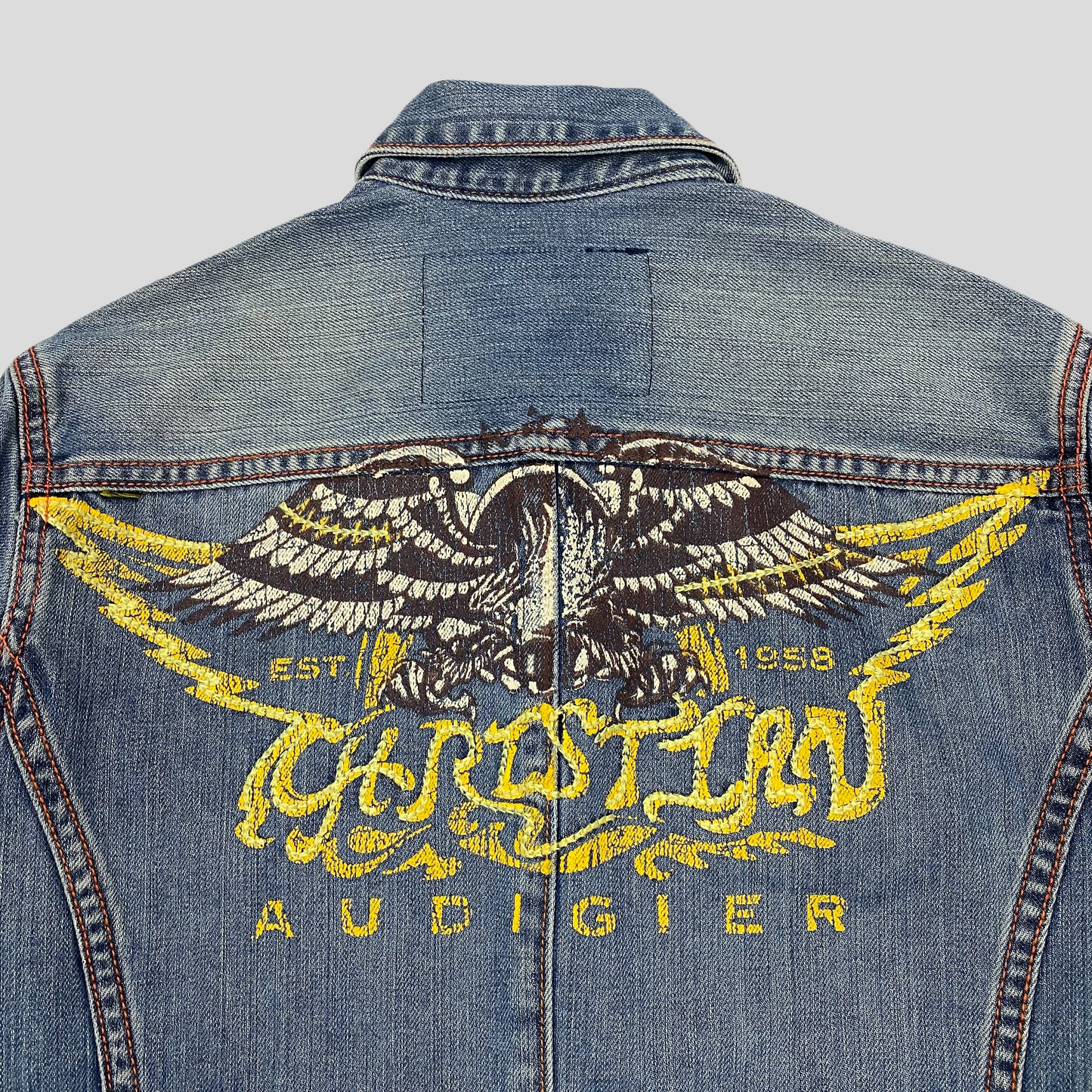 Christian Audigier Painted Eagle Denim Jacket - S