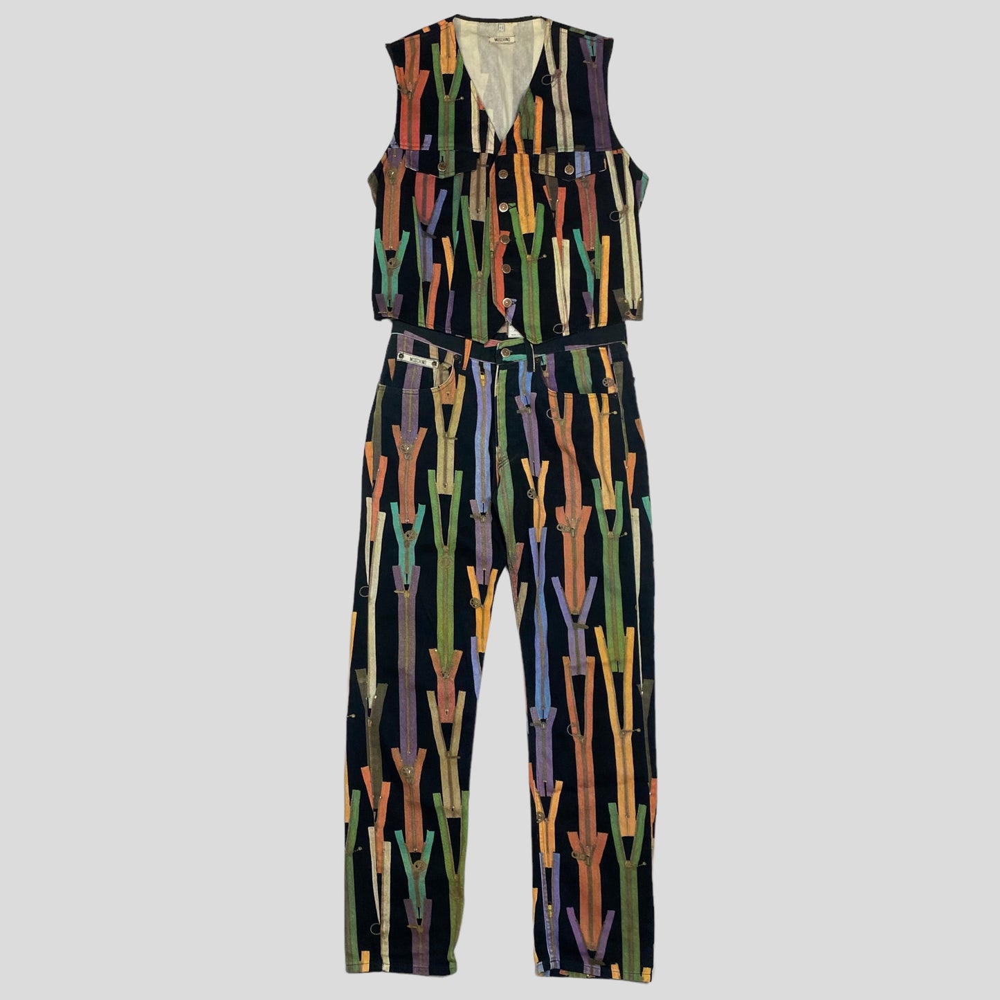 Moschino Jeans 1993 Zippers Waistcoat & Jeans Set - M-L & 34