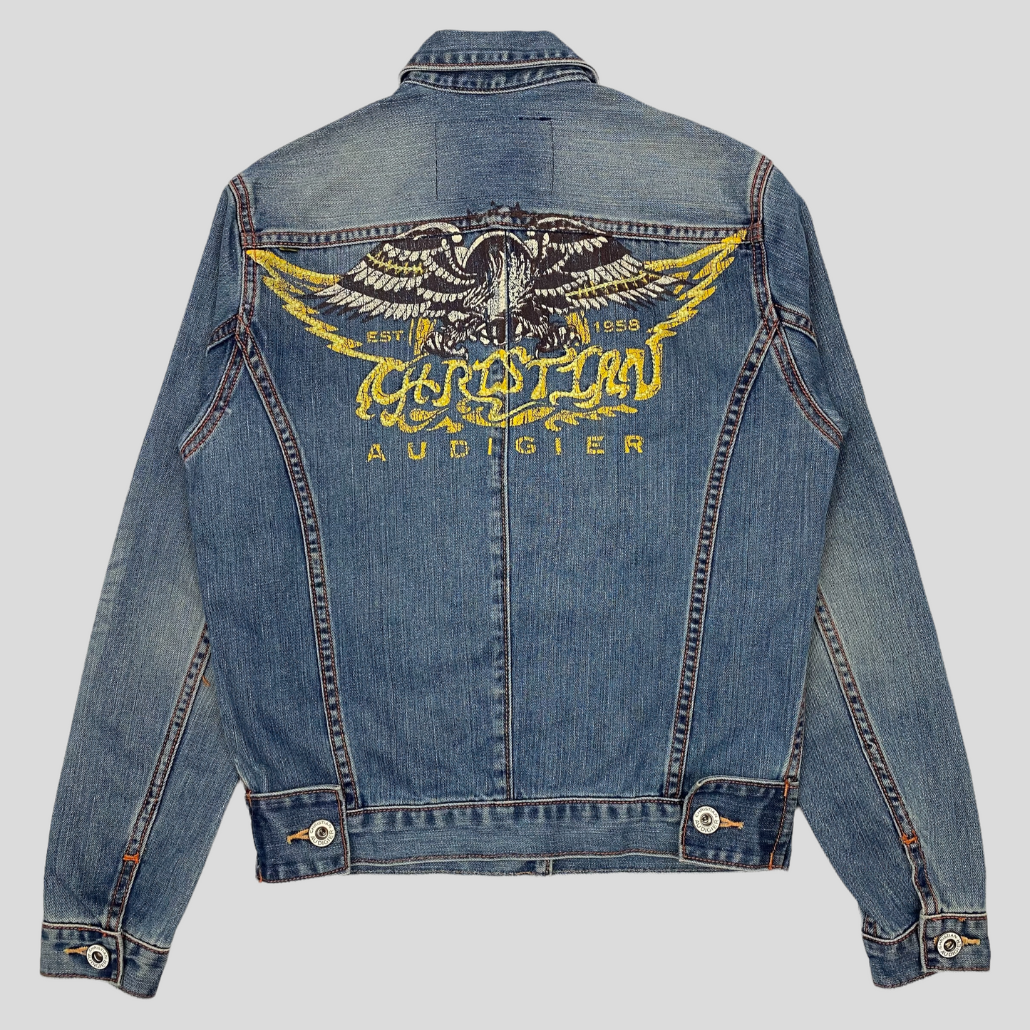 Christian Audigier Painted Eagle Denim Jacket - S