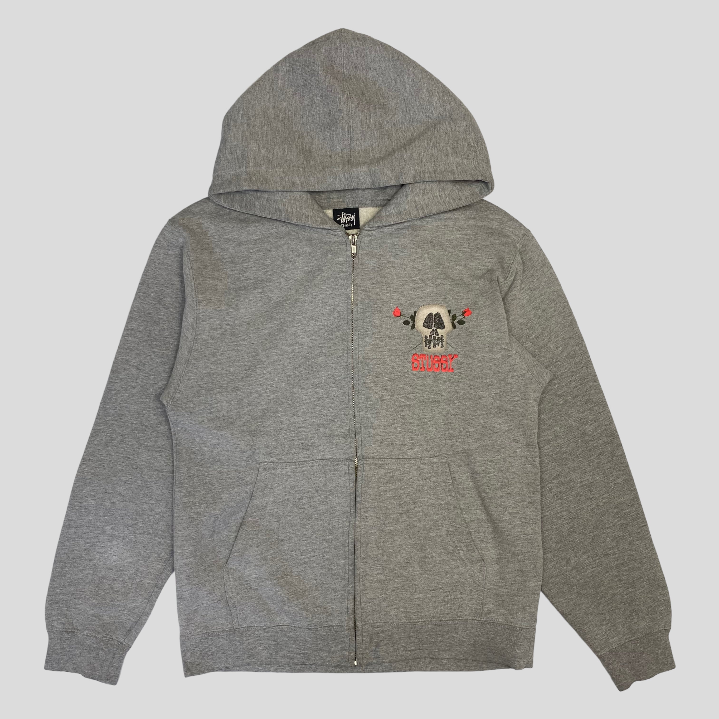 Stussy early 00's Skull & Roses Zip-up Hoodie - S – Warmwaves