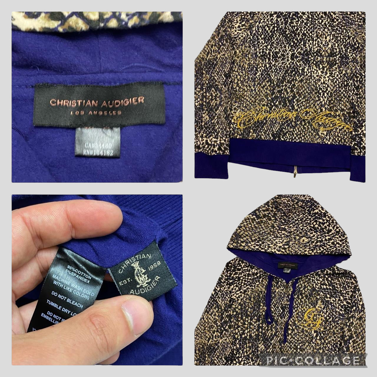 Christian Audigier Snakeskin Zip Up Hoodie 8 Warmwaves