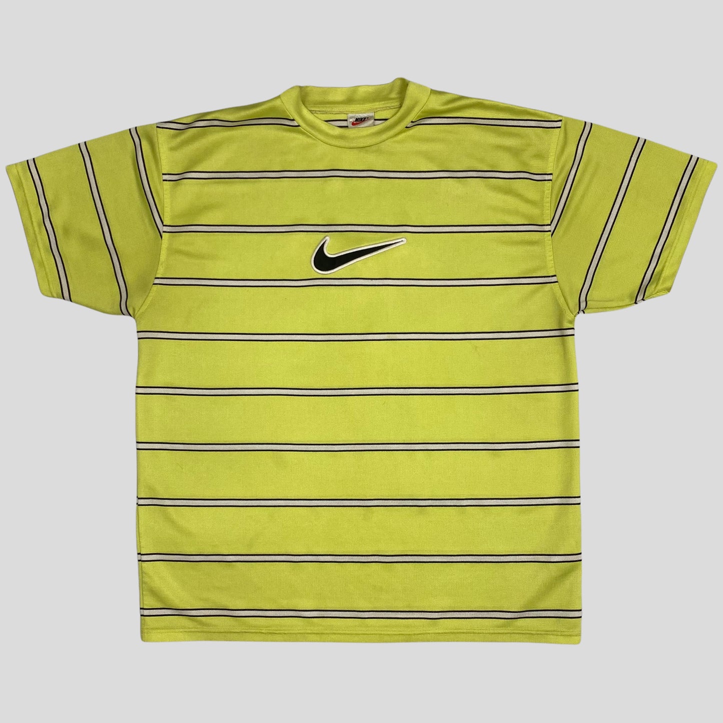 Nike 90’s Striped Swoosh Neon Tee  - L