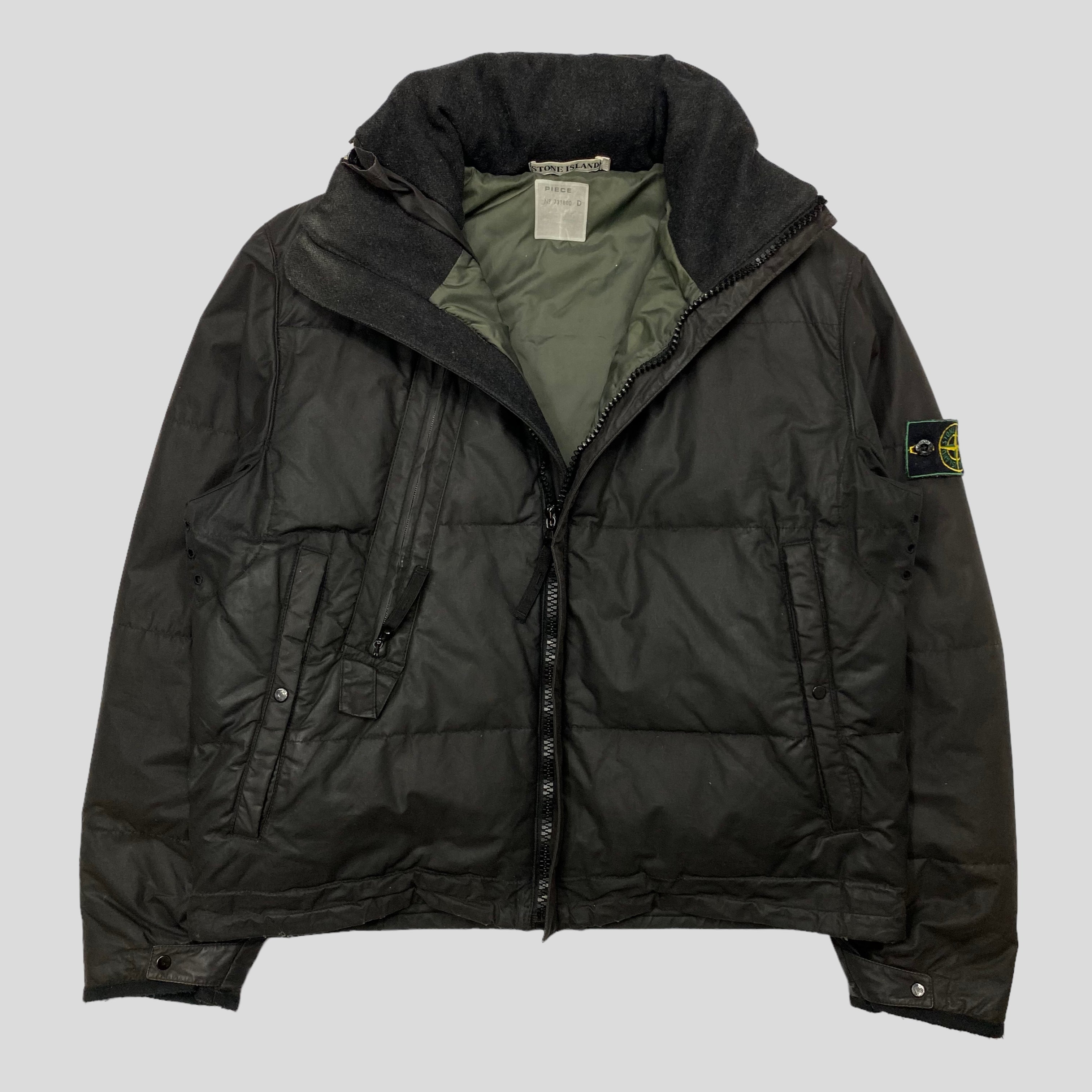 Stone Island AW99 Waxed Cotton Asymmetrical Puffer Jacket S M Warmwaves