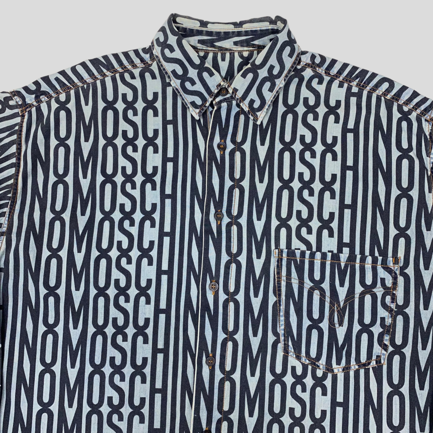Moschino Jeans 1995 Denim Spellout Shirt - XL (XXL)