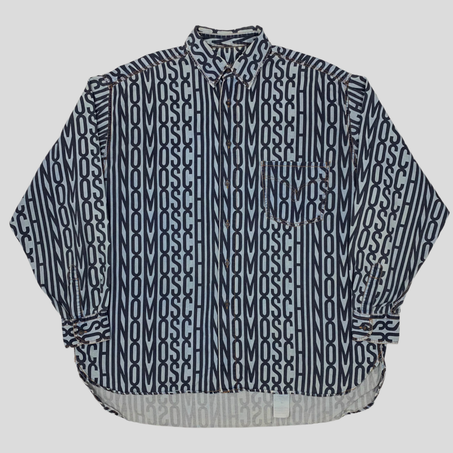 Moschino Jeans 1995 Denim Spellout Shirt - XL (XXL)